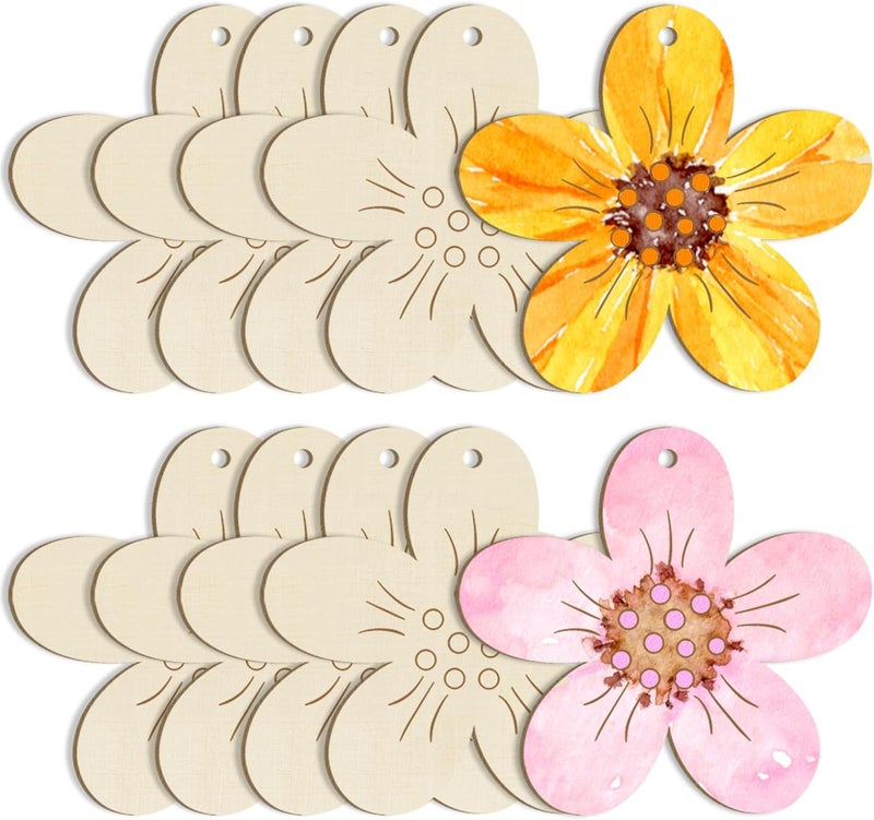 Sophena Large Size 7 inch Wooden Spring Ornaments to Paint, Wooden Flower Cutouts DIY Blank Unfinished Round Wood Discs Ornament for Crafts Hanging Decorations(10PCS) - Image 1